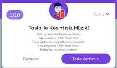 Tosla - Spotify, YT Music, Deezer, Netflix, Amazon TV, BluTV %60 İade!