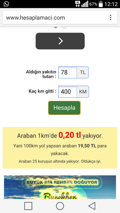 Kilometrede Ne Kadar Yaktım?