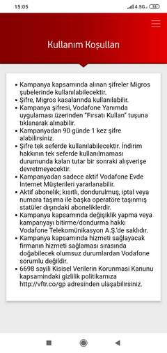 Vodafone evde internet migros 30 TL kod veriyor. 