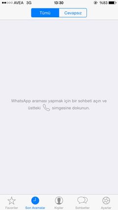  Whatsapp an itibari ile arama özelliği aktif oldu