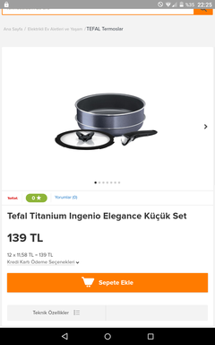 Yanıyooor tefal titanium ingenio elegance küçük set 139 tl