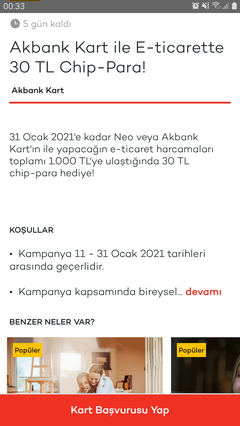 Akbank e ticaret kampanyası 1000/30