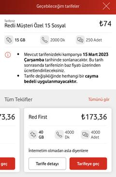 Vodafone “Geçebileceğim Tarifeler” Taahhüt Durumu