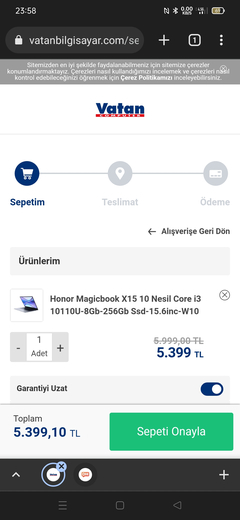 Vatan bilgisayar Honor Magicbook x15 i3 10110 8gb ram IPS ekran