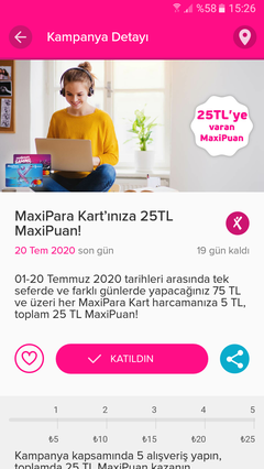 Maxipara kartinizla 75/5 toplamda 25 tl maxipara firsati