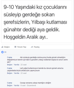  Yılbaşı kutlamak zaten günah diyip ardından gönderi sahibine cevap vermedi diye küfür yagdiran velet