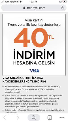 Trendyol Visa 40₺ İndirim