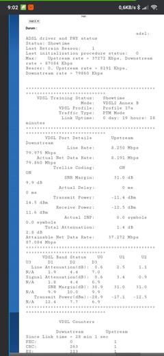 Modem ulaşılabilir Max VDSL hızı