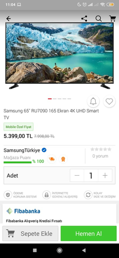 Samsung 65RU7090 65' 165 Ekran - (STOK BİTTİ)