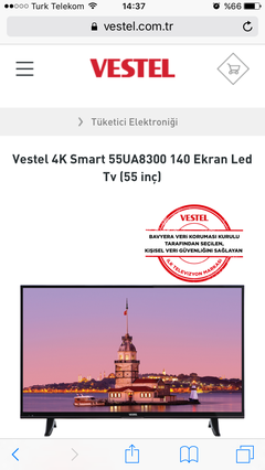  Gittigidiyor Vestel 55UA8300 2.250 TL. (Maximum kart ile)