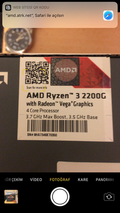 AMD Ryzen 3 2200G Socket AM4 3.5GHz / 3.7GHz / Kutulu