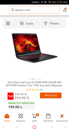 Hepsiburada hatası 199.90 laptop 