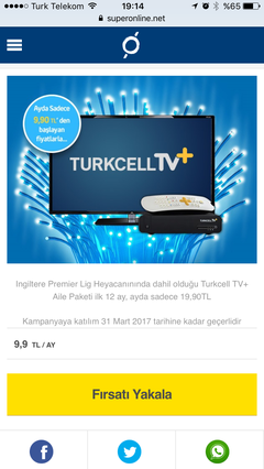 TURKCELL TV+ FULL PAKET 10 TL (ev)