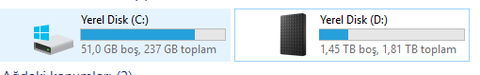 Taşınabilir hdd yi söktüm notebook a dahili olarak bağladım, sonuç: