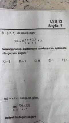  Kolay ve kısa oldugunu dusundugum 3 turev sorusu