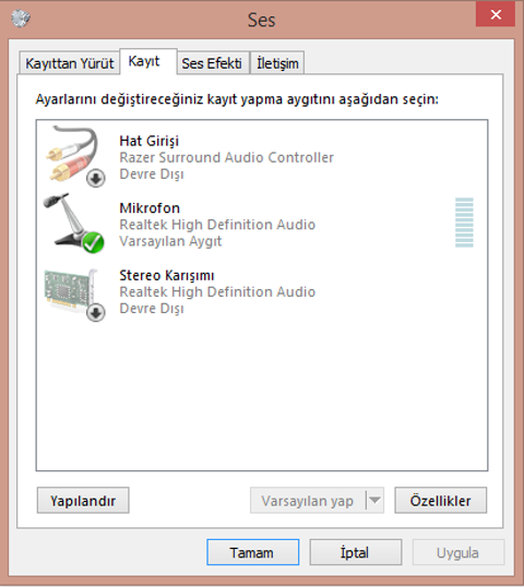 Razer Tiamat - Mikrofonu aktif edemiyorum