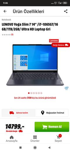 LENOVO Yoga Slim 7 14" /i7-1065G7/16 GB/1TB/2GB/ Ultra HD Laptop 7299 TL