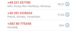 Yurtdışından gelen telefonlar