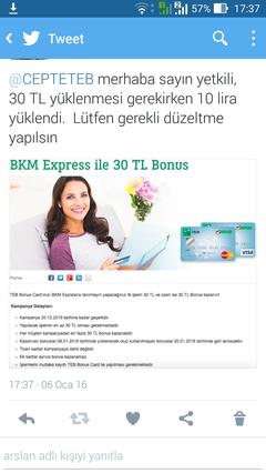  TEB Bonus Card ile BKM Express ile 30 TL Bonus