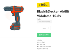 cepteşok Black&Decker Akülü Vidalama 10.8v 169 TL