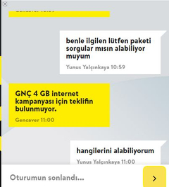  Turkcell alt paketlere geçiş yok.