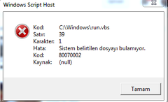  DİĞERLERİ GİBİ DEĞİL ! run.vbs hatası