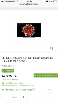 LG OLED TV 55C7V GittiGidiyor & Teknosa Kampanyası