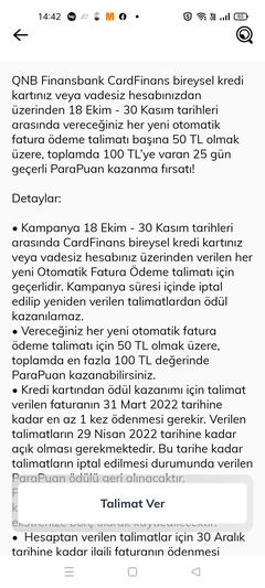 CardFinans Otomatik Fatura Ödeme Talimatı Kampanyası (2 Fatura 100 TL Parapuan!)