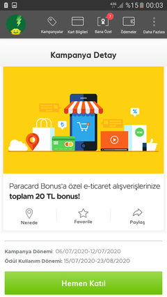 Garantiparacard eticarete ozel 20 tl bonus