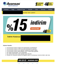 Avansas %15 indirim(kişiye özel olabilir)(telefon hariç)