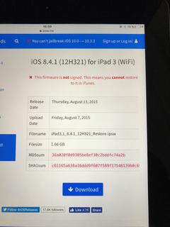 iPad Mini 1 ve iPad 3 iOS 9.3.5 SHSH Kaydı Olmadan iOS 8.4.1 Downgrade (İmzalar Kapandı, Çalışmaz)