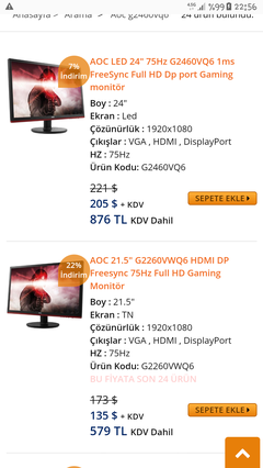 GTX 1060 için 1MS / 75Hz Monitör Tavsiyesi