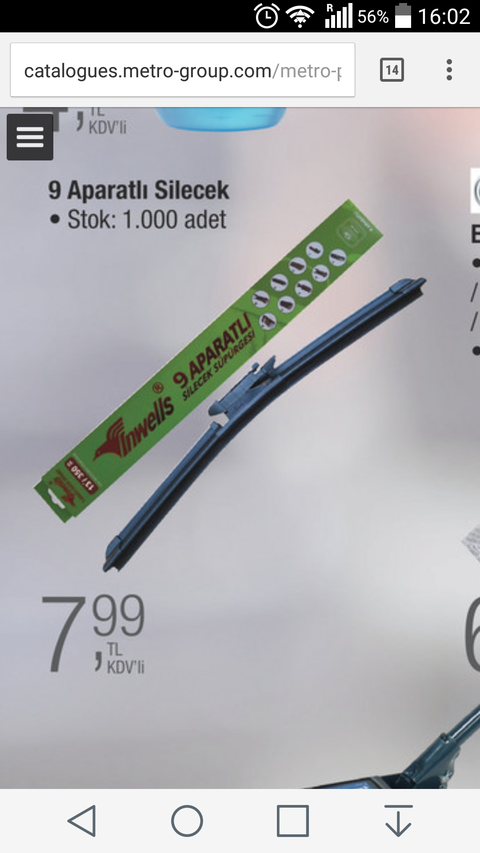Oto silecek tanesi 8 tl (Metro market)