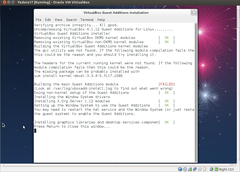  Virtualbox üzerinde Fedora 17 misafir eklentileri yüklenmiyor.