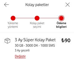 Super Kolay Paket 30 GB [90 GÜNLÜK] 10 GB, 1000 DAKİKA, 300 SMS 30 TL!