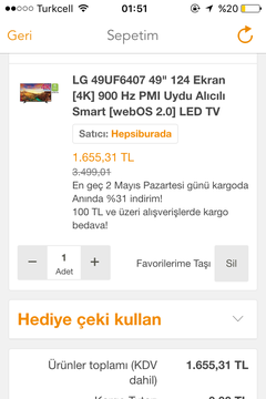  Lg 49UF6407 4K 900HZ led tv 1655 Tl