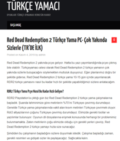 Red Dead Redemption 2 Türkçe Yama BELİRTİLEMEYEN NEDENLERLE İPTAL (Anonymous Çeviri)