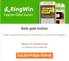  RingWin ile 2 günde 5 Tl bedava Wallet alma