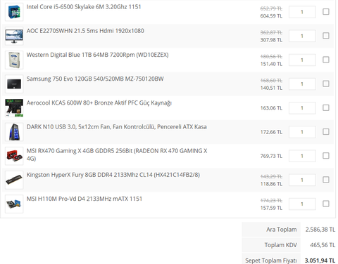 Son Rötuşlar Full HD oyun pc (3000tl max)