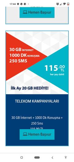 TÜRK TELEKOM FATURALI 30 GB 115 TL