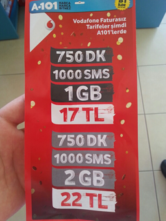 A101 - Vodafone tarifeleri - 17tl ve 22 tl