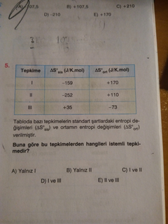 Bir Kimya ve Enerji sorusu? (Kolay)