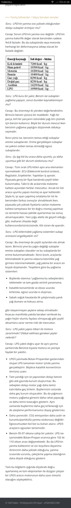 Lpg motor ömrüne zararli mi