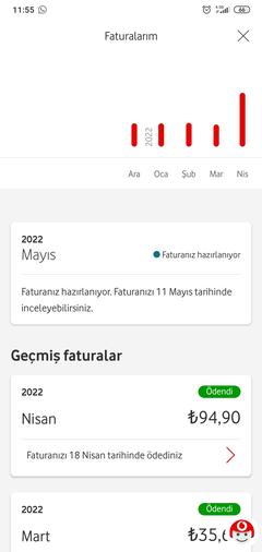 Vodefone faturaya yansıt alt limitsiz 50TL