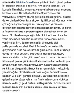  Suicide Squad (5-12 Ağustos 2016) | Will Smith - Jared Leto - Margot Robbie