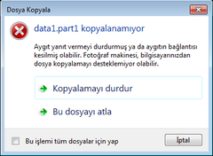 Windows 7 Mobile dosya atma hatası