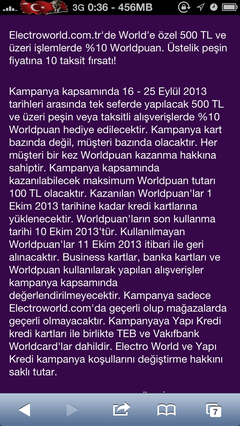  Electroworld 500 tl üzerine %10 world puan