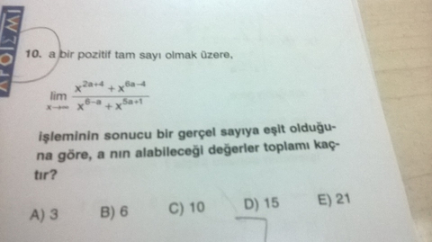 Apotemi'den Seçme LİMİT Soruları