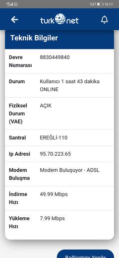 Hız  50 adsl bağlı dsl ışığı turuncu? 