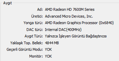  AMD RADEON 7670M'in 7600M SERIES OLARAK GÖRÜNMESİ
